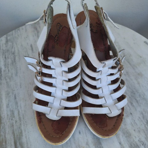Platform sandals Fashion Icon used, white straps, cork sole, size 41