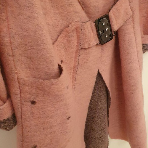 Woolen women's coat used, pink and gray