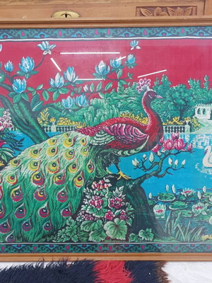 Handmade knitted textile with intricate details, unique piece 135x0.90