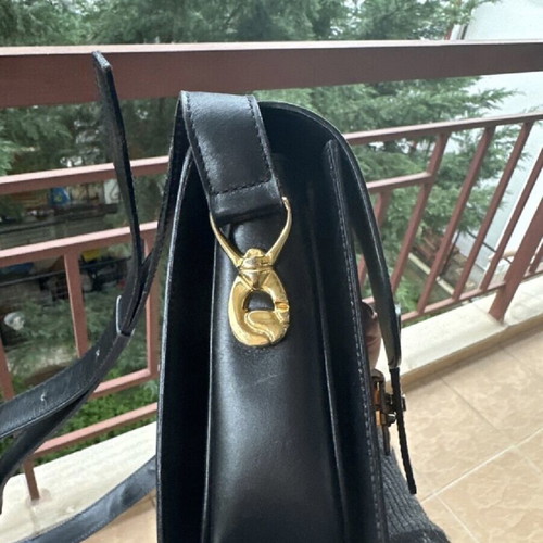 Vintage Celine leather handbag used, black, rare piece