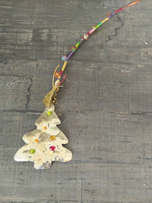 Christmas ornament handmade hanging with beads