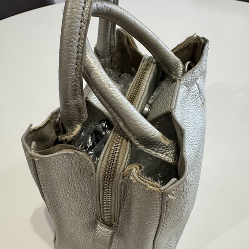 Steve Madden silver leather handbag used with worn spots