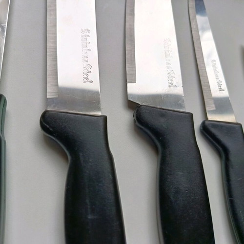 Set of 5 professional kitchen knives stainless steel like new