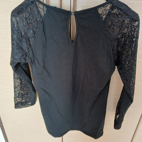 Black blouse with lace sleeves used, size S