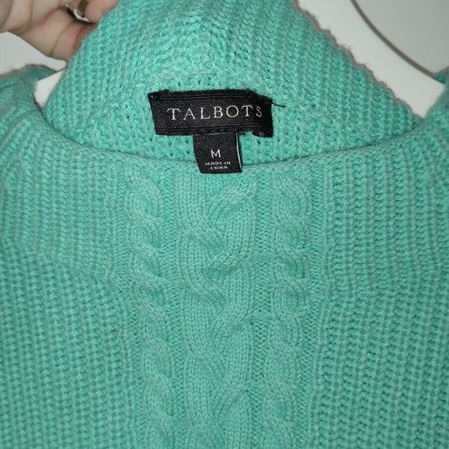 Talbots wool sweater 30% like new, green turquoise, small medium large