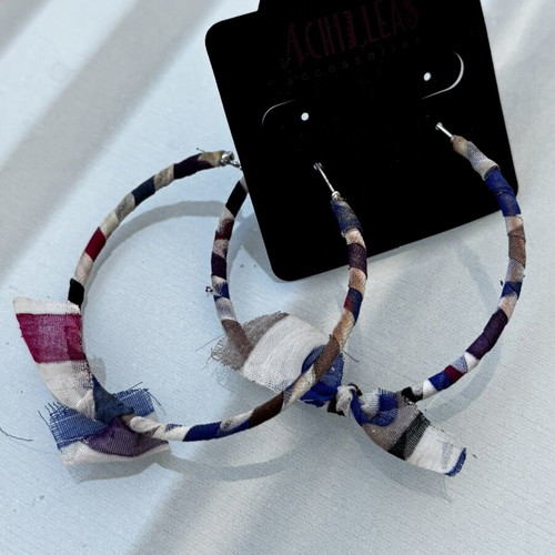 Earrings multicolored with fabric new