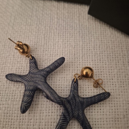 Tortora Studio blue starfish earrings, handmade