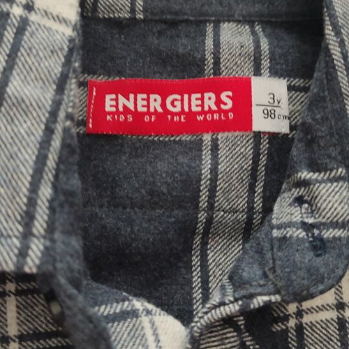 Energiers winter plaid shirt for boy size 3 like new, white and blue