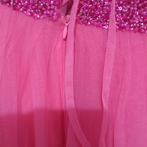 Fuchsia long dress with rhinestones and slit, size M
