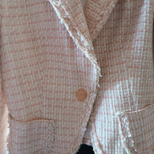 Zara set tweed jacket and trousers 38 soft pink like new