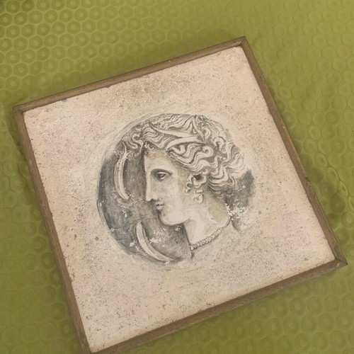Fresco painting used 70s 33x33cm