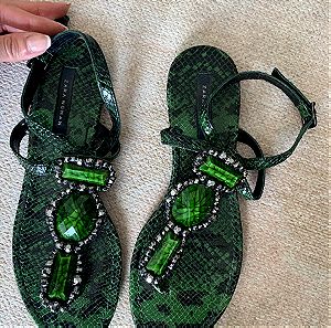 Zara leather snakeskin sandals