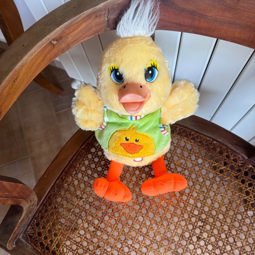 Large plush duck 35cm like new with green shirt