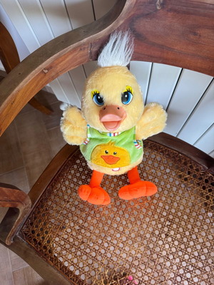 Large plush duck 35cm like new with green shirt