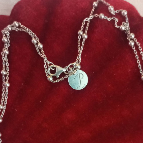 Silver necklace 925 with beads La Vie Est Belle like new, 68cm