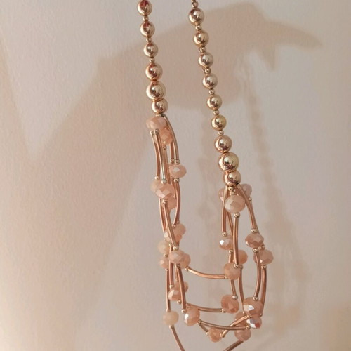 Pendant with beads like new, pink and gold