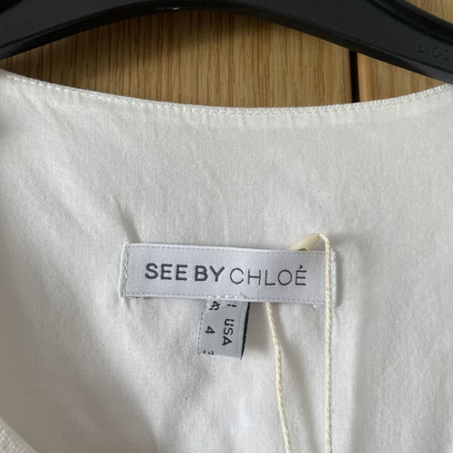 See by Chloé white dress with colorful floral embroidery like new