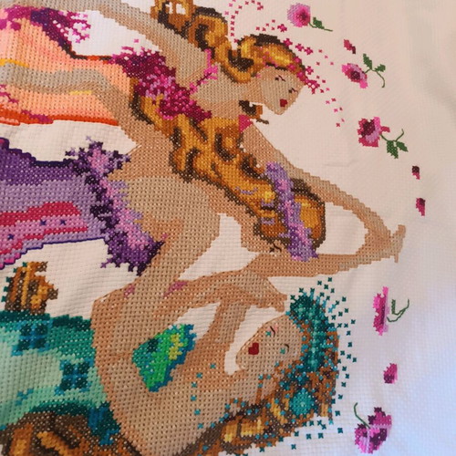 Handmade needlepoint like new, romantic design