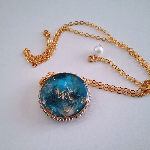 Handmade Style necklace new, blue and gold