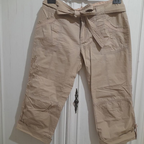 Crop pants refurbished, beige, size M 38 10