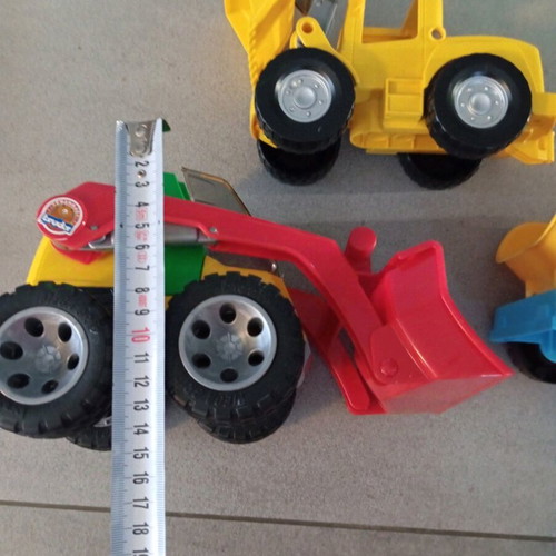 Toy dump trucks used, set of 3 pieces