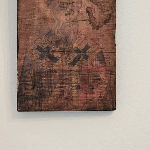 Old wooden icon of Saint Nicholas used