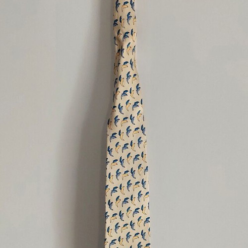 Passenger silk tie with dolphin print
