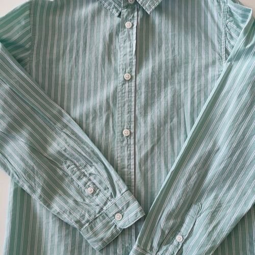 H&M Boys' Dress Shirt Like New, Size 128 cm, White and Turquoise