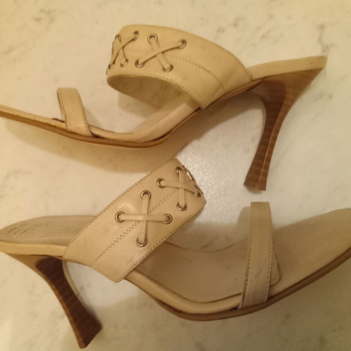 Chiotis leather sandals used, size 37, beige-white