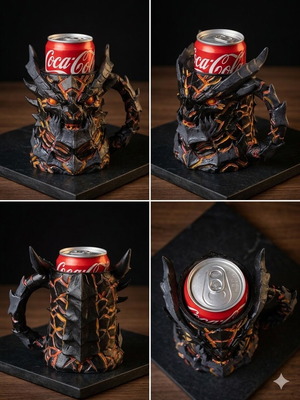 3D Printed Dragon Can Holder Hand Painted New