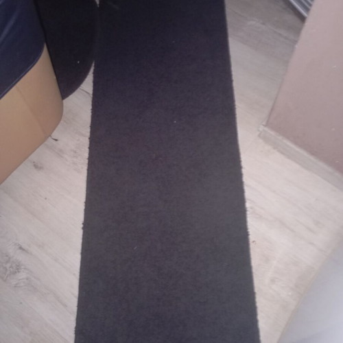 Black interior vintage runner rug used, minimalist design