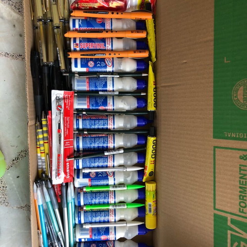 Stationery new with glues, pencils and pens