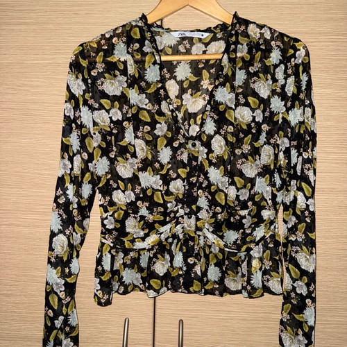Zara shirt-blouse Large black like new