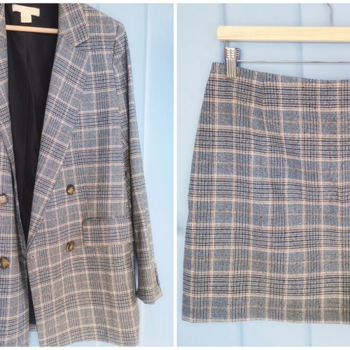 H&M Gray Checked Suit Like New
