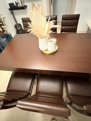 Wooden dining table with 6 chairs