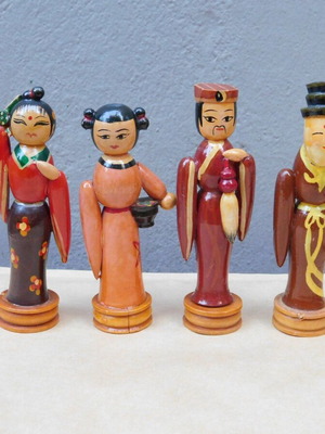 Chinese wooden figures set of 4, Eight Immortals mythology