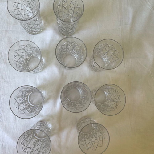 Set of 10 Saint Louis Crystal Highball glasses used