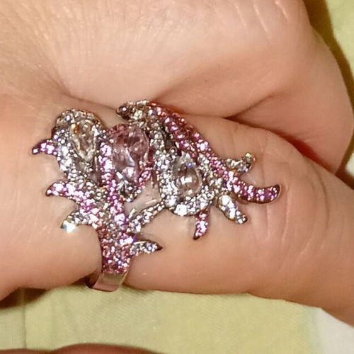 Romantika Ring in Pink with Zirconia Silver Coating, New