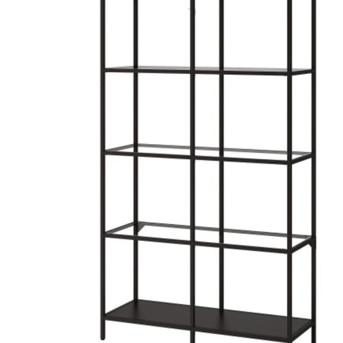 Black Metal Bookshelf with Glass Shelves like new