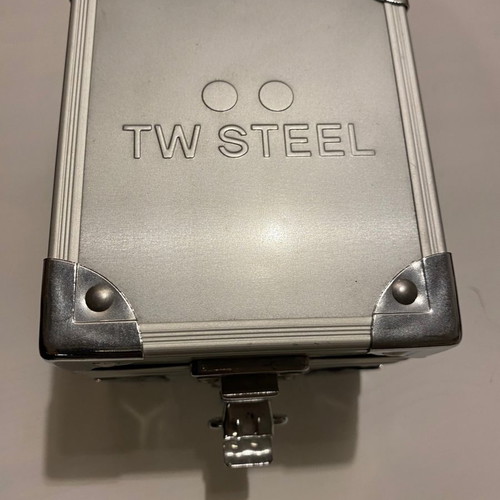 TW Steel White Dial Gold Tone Square Case 42mm Unisex Watch like new with leather strap