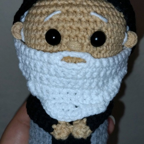 Knitted Saint Paisios figure with crochet, new