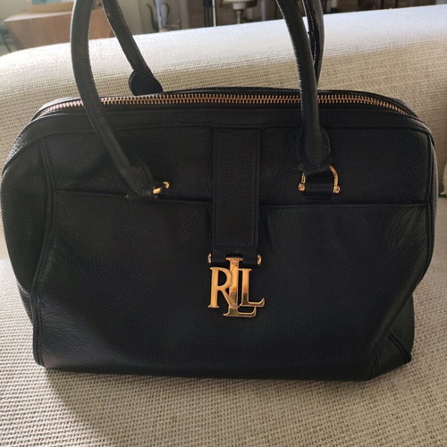 Ralph Lauren black leather boston bag hand-held like new