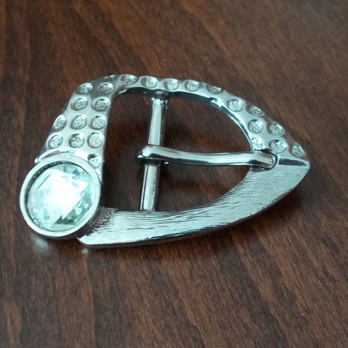 Collectible silver hammered Gutos belt buckle (1960, West Germany) with crystal used