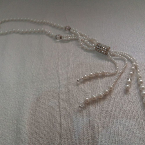 Pearl necklace used, white bayadere, faux bijoux