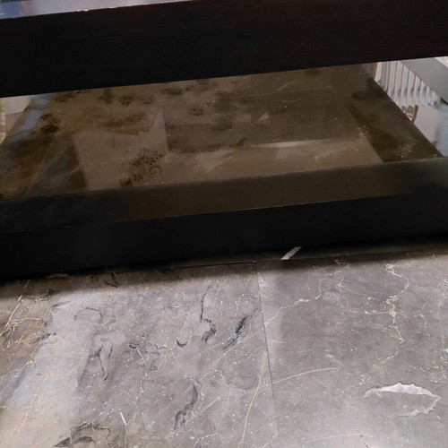 Wooden coffee table 120×120×40 cm used with double glass top
