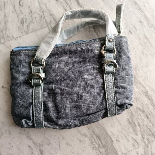 Small denim bag with rhinestones and crossbody strap new blue