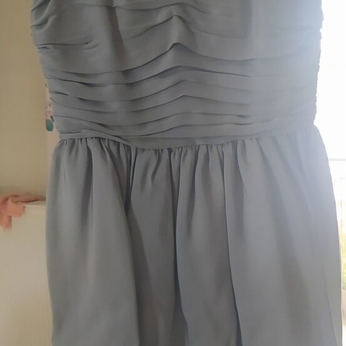 Rococo silk taffeta dress large new with tags, gray, with belt