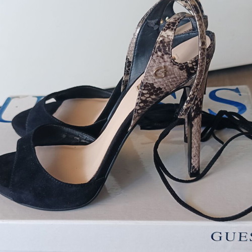 Guess Amee women's high-heeled sandals size 39 new black animal print