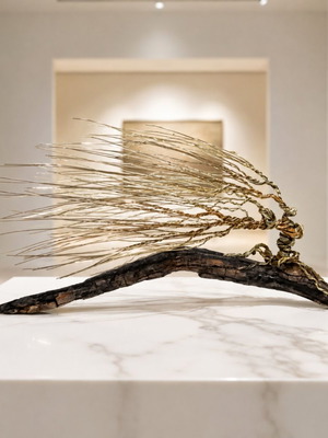 Unique bonsai made of copper wire and wood, new