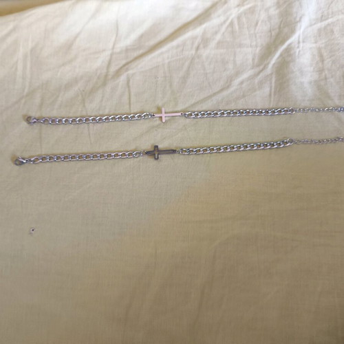 Bracelet set stainless steel with crosses, new, silver